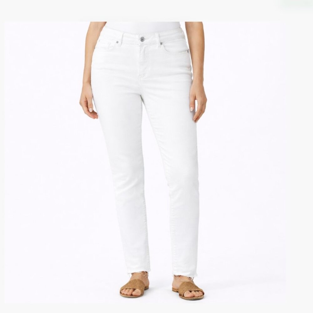 KUT from the Kloth Connie Fab Ab Ankle Skinny Raw Hem White Jeans Size 8 -Flawed